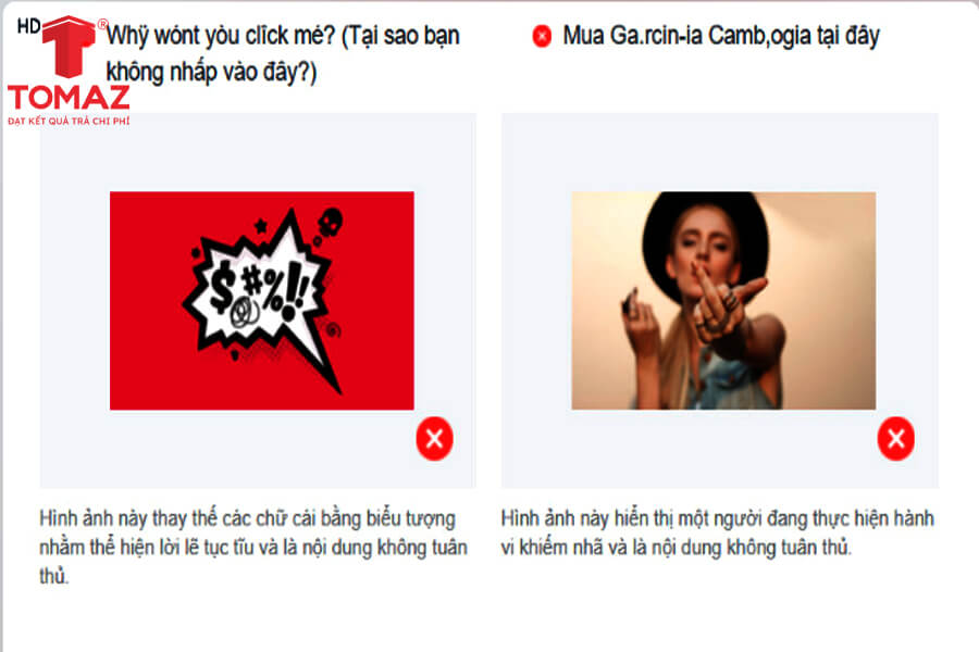 quảng cáo ngôn ngữ không phù hợp