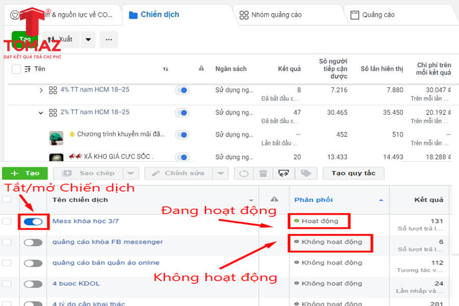 Việc tắt mở chiến dịch quảng cáo liên tục sẽ khiến bạn bị mất nhiều chi phí