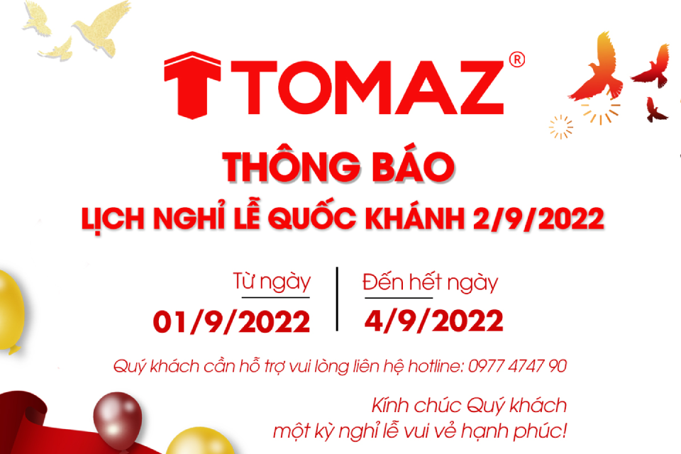 TOMAZ THÔNG BÁO NGHỈ LỄ QUỐC KHÁNH 02/09