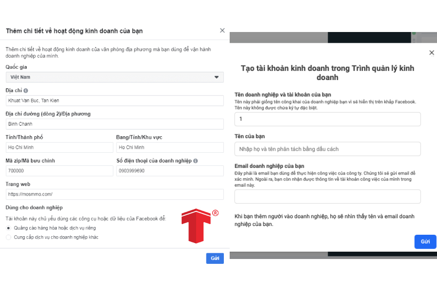 Các thông tin cần phải nhập khi tạo BM Facebook 