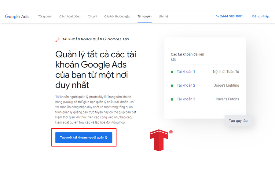 tạo tài khoản quảng cáo google adwords