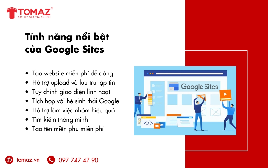 Những tính năng nổi bật trong cách tạo web miễn phí trên Google Sites