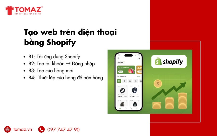 Cách tạo web trên điện thoại bằng Shopify
