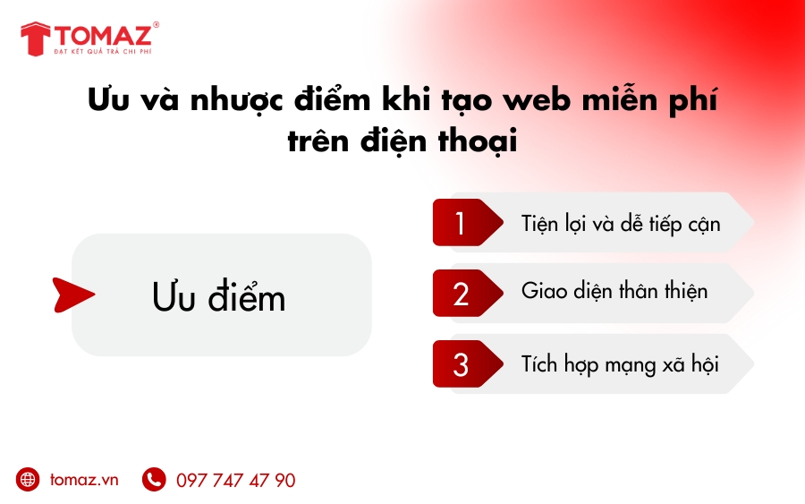Ưu điểm trong cách tạo web trên điện thoại