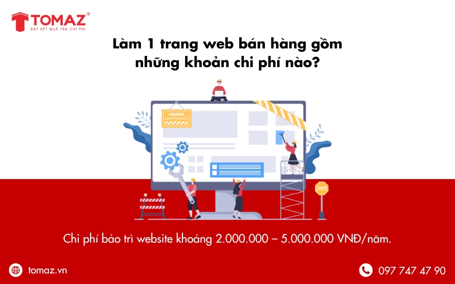 Giá làm 1 trang web bán hàng bao gồm chi phí bảo trì website hàng năm