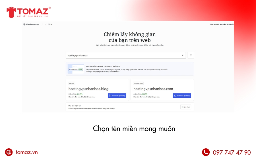 Cách tạo website bằng WordPress miễn phí - Chọn tên miền