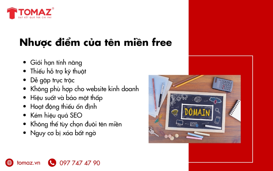 Nhược điểm nổi bật của tên miền free