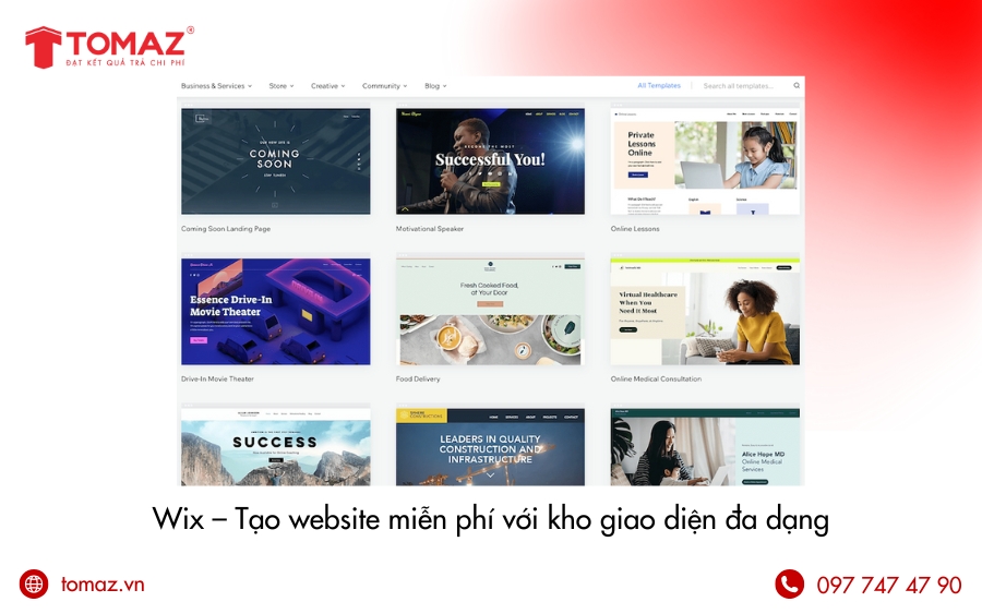 Nền tảng thiết kế website miễn phí dung lượng lớn - Wix