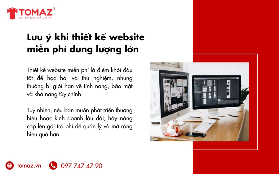  Thiết kế website miễn phí dung lượng lớn là lựa chọn phù hợp cho những ai muốn bắt đầu mà không tốn nhiều chi phí