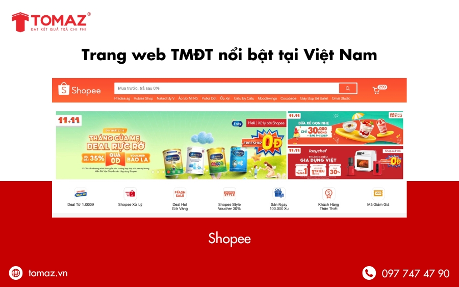 Trang web thương mại điện tử nổi bật tại Việt Nam - Shopee