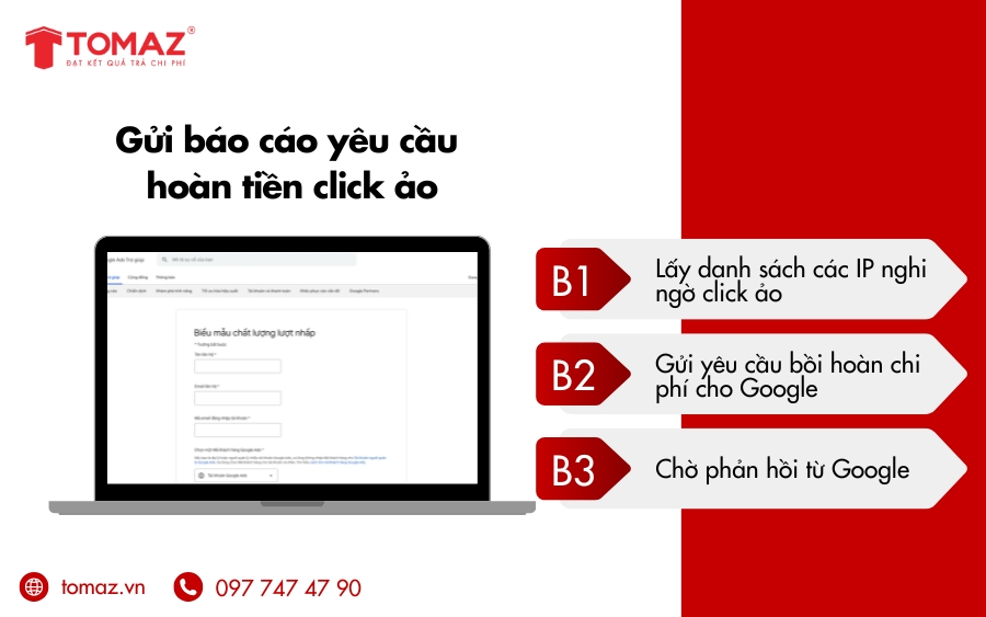 Hướng dẫn gửi báo cáo cho Google để yêu cầu hoàn tiền click ảo