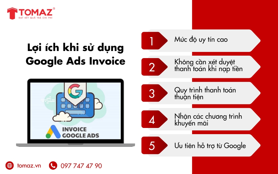 Lợi ích khi sử dụng Google Ads Invoice cho doanh nghiệp