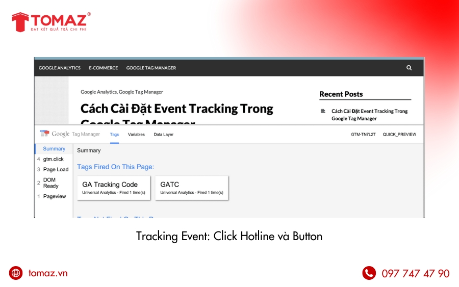 Tracking Event: Nhấp vào Hotline & Button