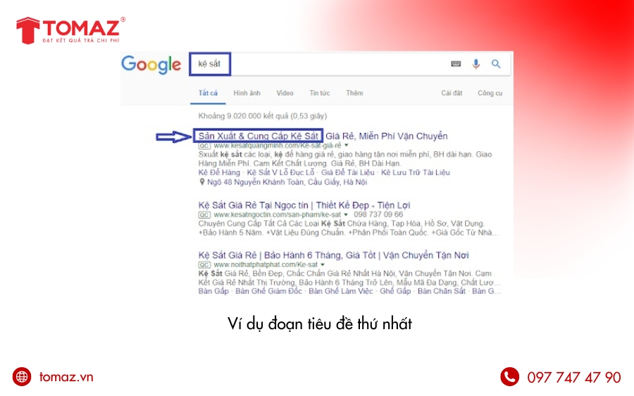 Ví dụ về đoạn tiêu đề thứ nhất