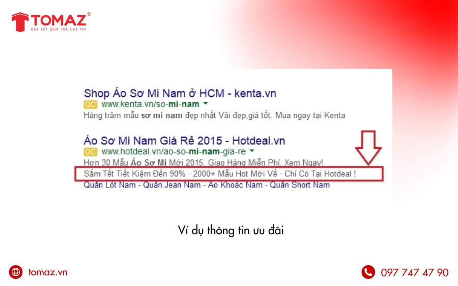 Ví dụ về thông tin ưu đãi