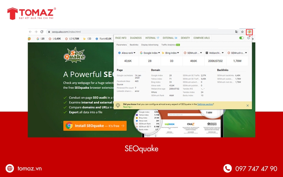 Công cụ kiểm tra website chuẩn SEO - SEOquake