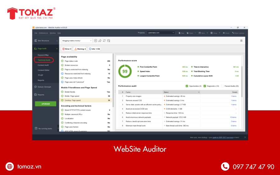 Công cụ kiểm tra website chuẩn SEO - WebSite Auditor