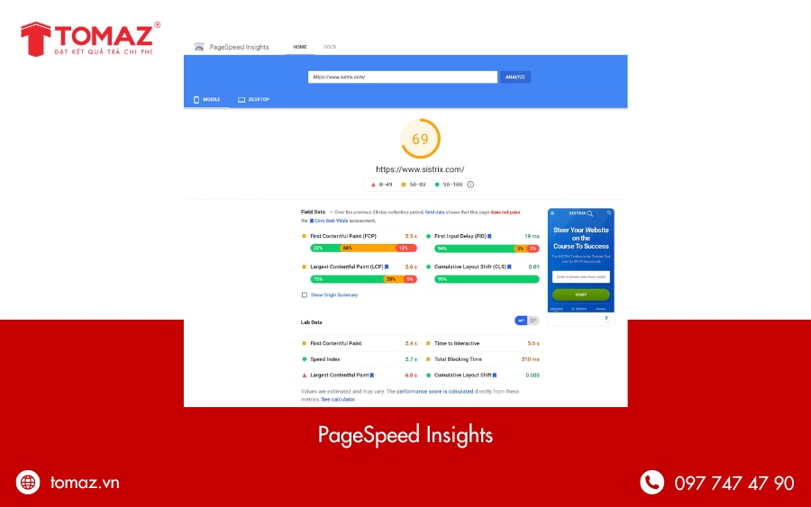 Công cụ kiểm tra website chuẩn SEO - PageSpeed Insights