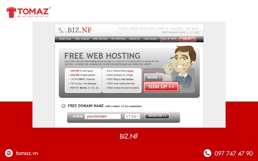 BIZ.NF – Miễn phí hosting và tên miền .co.nf