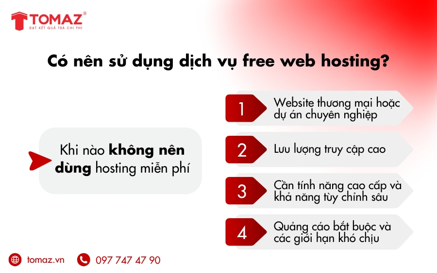 Khi nào không nên dùng free website hosting?