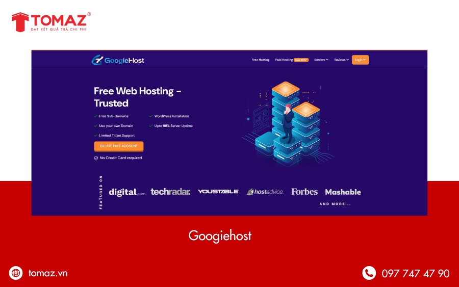 Googiehost – Free website hosting hỗ trợ cPanel