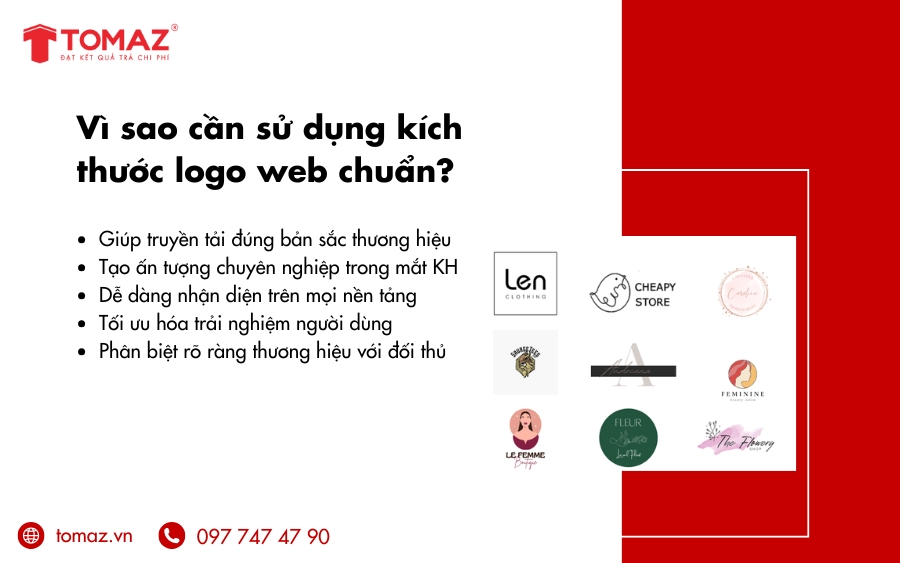 Sử dụng kích thước logo web chuẩn giúp tạo ấn tượng chuyên nghiệp, dễ nhận diện trên mọi nền tảng
