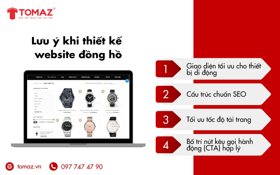 Những lưu ý quan trọng khi thiết kế website bán đồng hồ để đạt hiệu quả cao