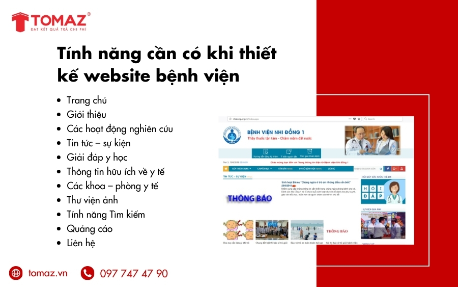 Những tính năng quan trọng khi thiết kế website bệnh viện