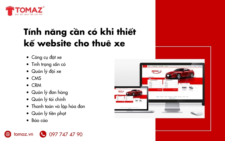 Các tính năng cơ bản cần có khi thiết kế website cho thuê xe
