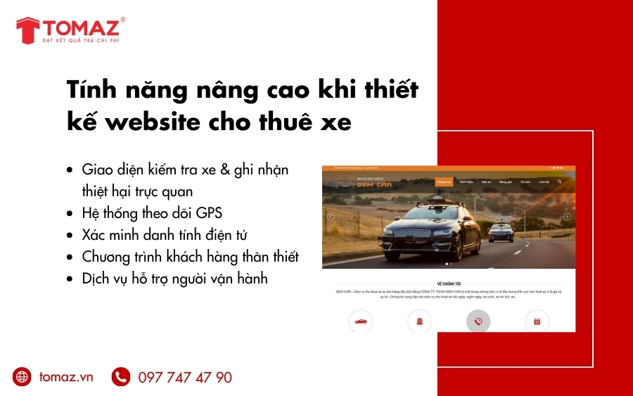 Các tính năng nâng cao nổi bật khi thiết kế website cho thuê xe