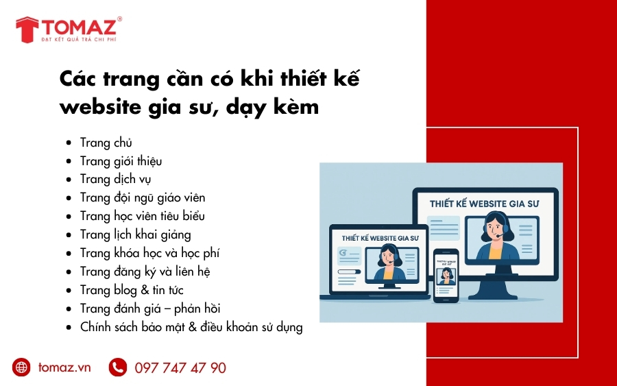 Những trang không thể thiếu khi thiết kế website gia sư, dạy kèm