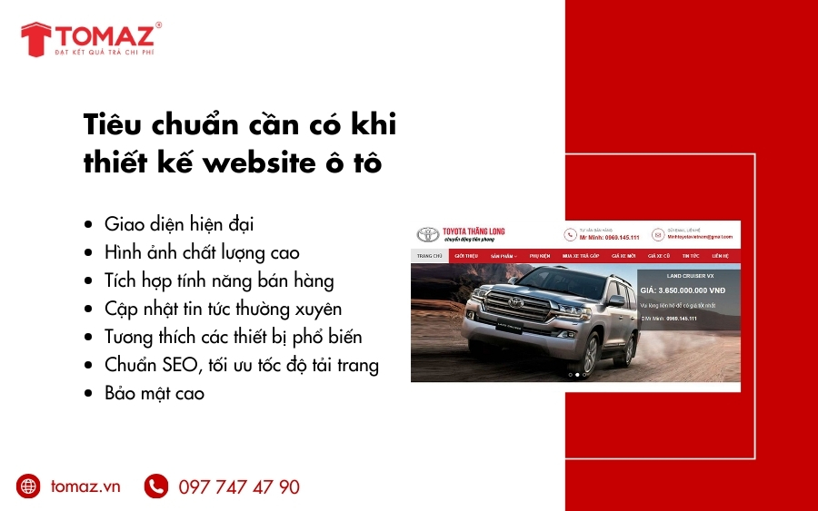Tiêu chuẩn cần có khi thiết kế website ô tô chuyên nghiệp