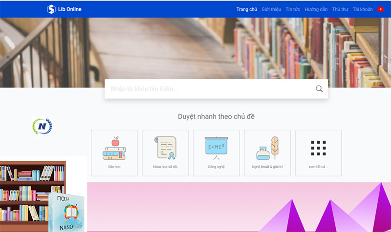 Mẫu website quản lý thư viện đẹp và hiện đại