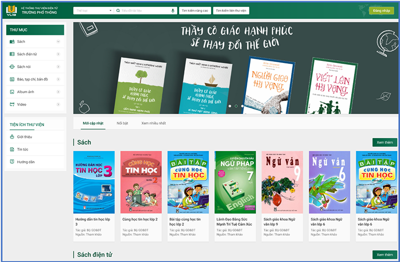 Mẫu website quản lý thư viện đẹp và hiện đại