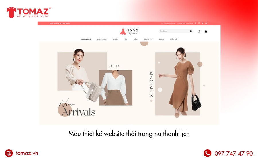 Mẫu thiết kế website thời trang nữ thanh lịch