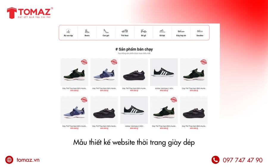 Mẫu thiết kế website thời trang giày dép