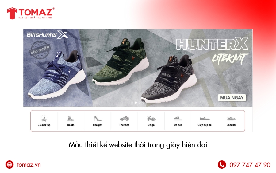 Mẫu thiết kế website thời trang giày hiện đại