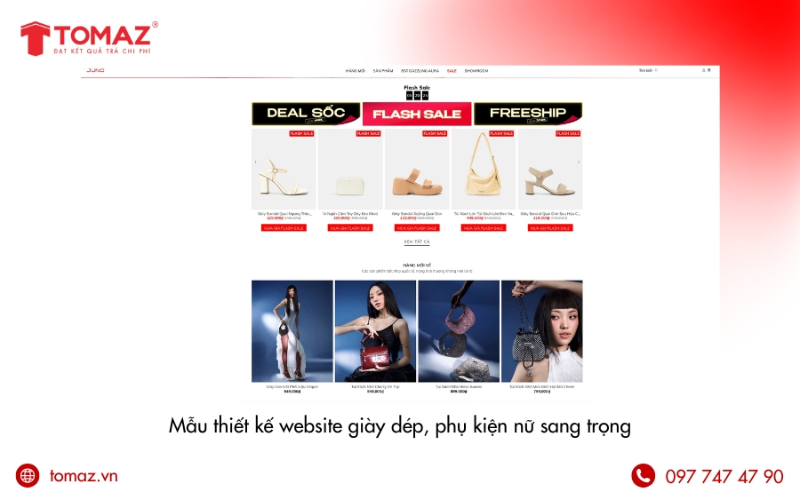 Mẫu thiết kế website thời trang giày dép, phụ kiện nữ sang trọng