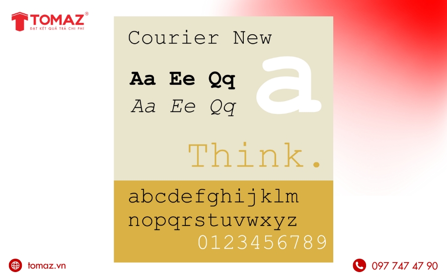 Các font chữ tiếng Việt đẹp dùng cho website - Courier New