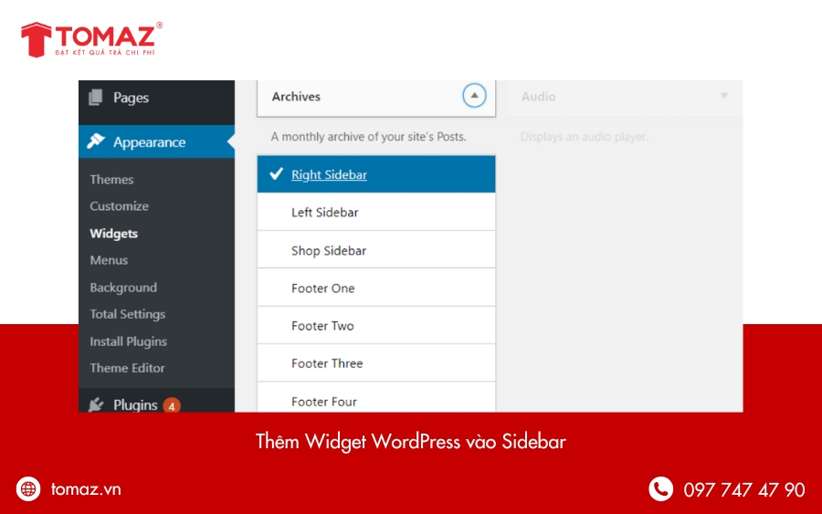 Chèn widget vào sidebar