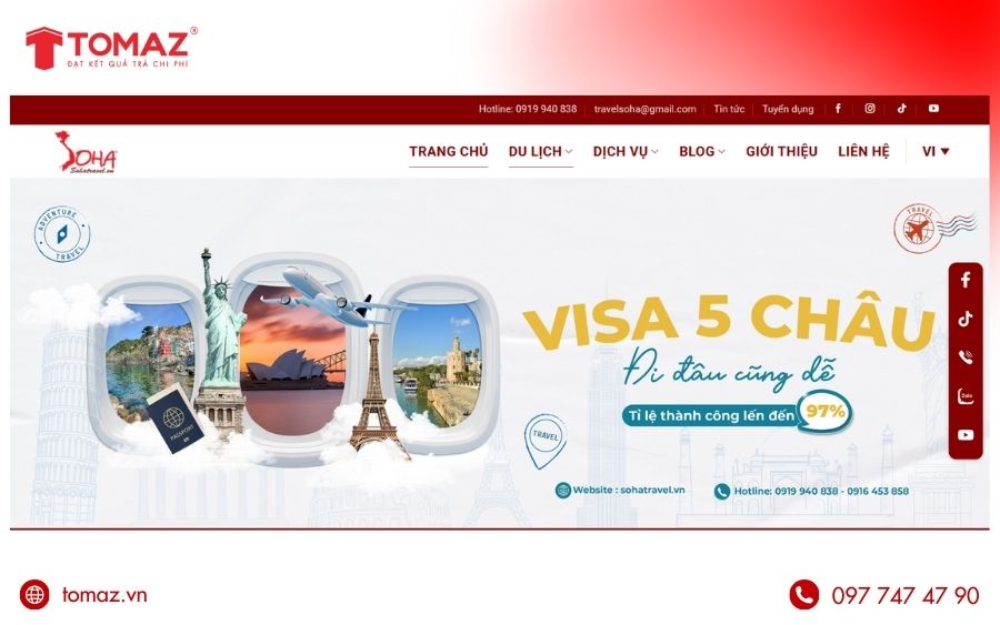 Tomaz cung cấp dịch vụ thiết kế web giới thiệu công ty chuyên nghiệp