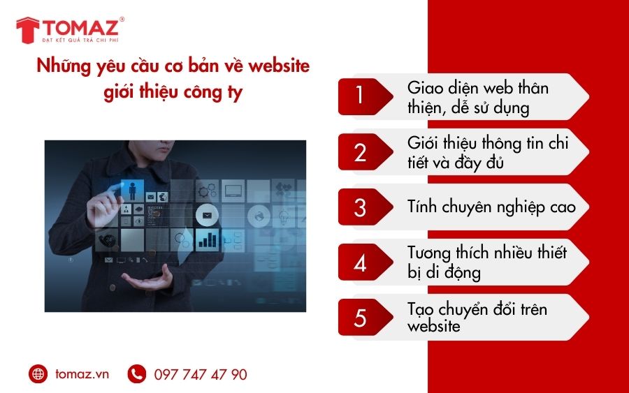 Một vài yêu cầu cơ bản khi thiết kế web giới thiệu công ty