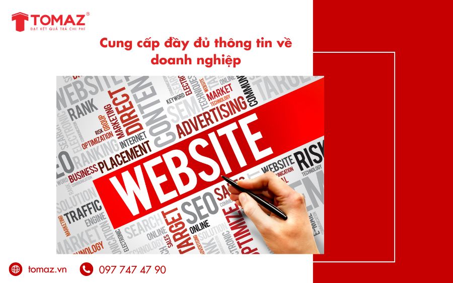 Tomaz cam kết cung cấp đầy đủ thông tin về doanh nghiệp trên trang web giới thiệu công ty