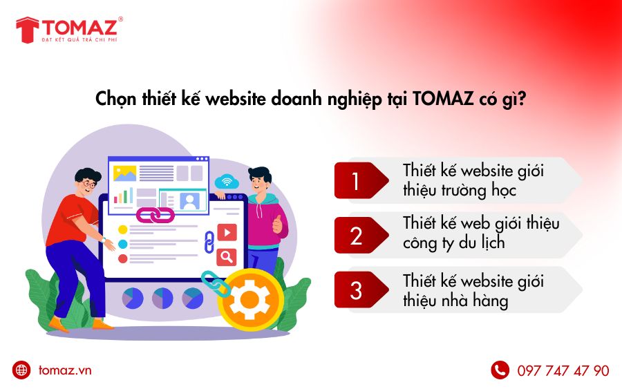 Đa dạng gói thiết kế web giới thiệu công ty tại Tomaz
