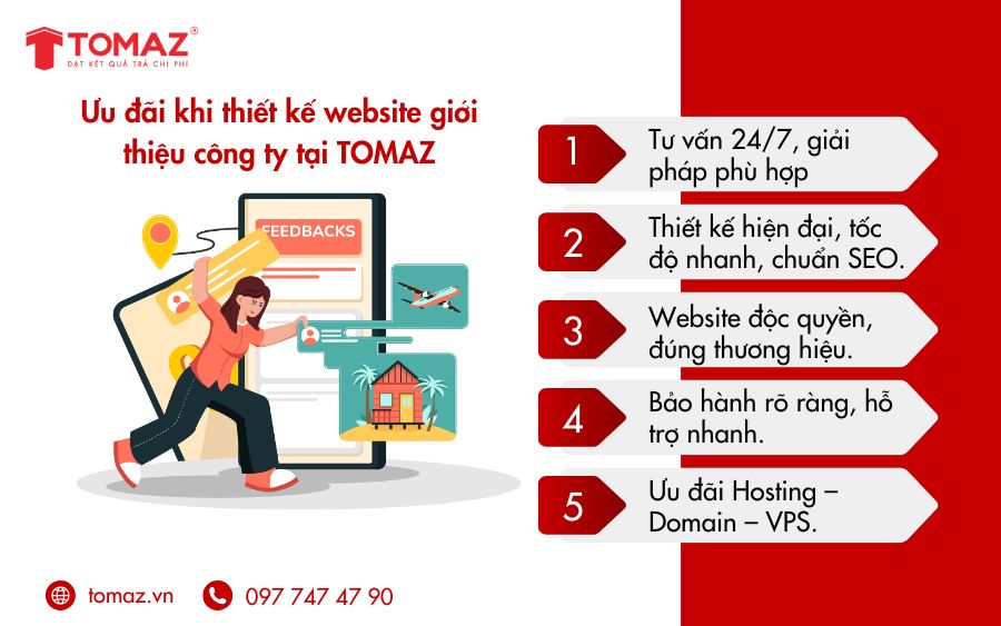 Chính sách ưu đãi hấp dẫn khi lựa chọn thiết kế web giới thiệu công ty tại Tomaz