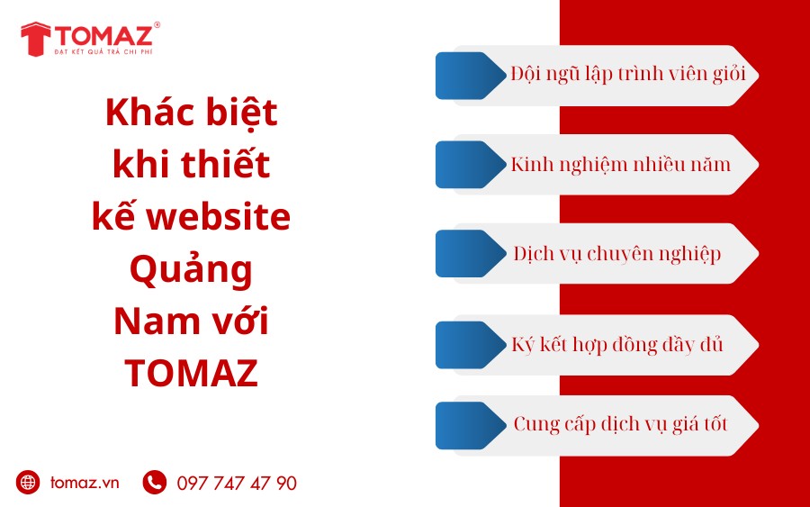 Những khác biệt khi thiết kế website Quảng Nam với TOMAZ