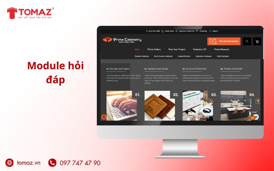 Module hỏi đáp trong website thiết kế nội thất.