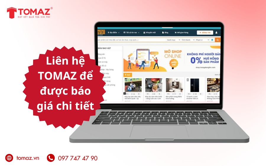 Báo giá thiết kế website rao vặt tại TOMAZ.