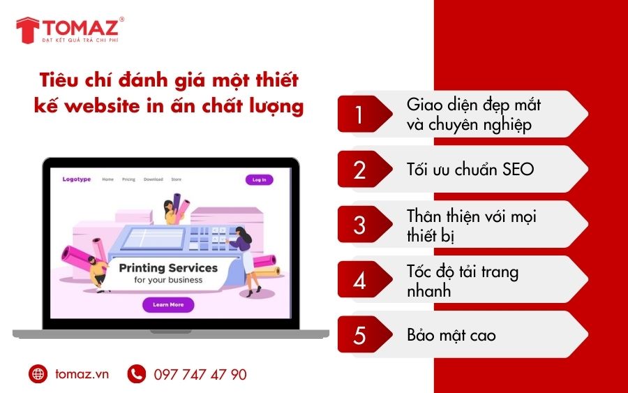 Các tiêu chí đánh giá một thiết kế website in ấn chất lượng