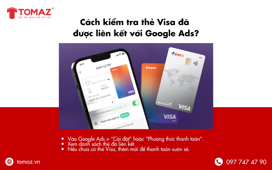 Cách kiểm tra thẻ Visa đã liên kết với Goolge Ads